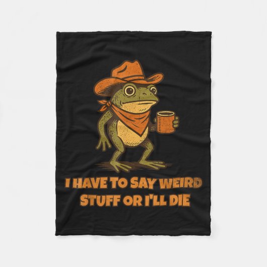 変なことを言わなきゃ死ぬ Funny Frog C フリースブランケット (正面)