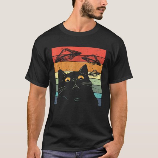 変なエイリアン猫UFO 猫 Tシャツ (正面)