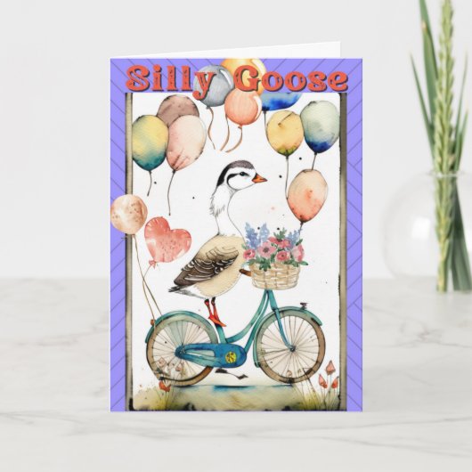 変なヤギのカード風船 誕生日グリーティングカード カード (正面)