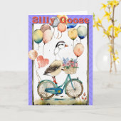 変なヤギのカード風船 誕生日グリーティングカード カード (黄色い花)