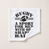 変な形のボール男性へでスポーツをラグビーする バスタオルセット (ウォッシュタオル)