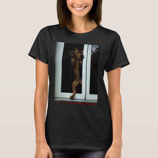 変な猫のイラスト 子猫のミーム Tシャツ (正面)
