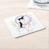 変な猫走と犬 スクエアペーパーコースター (アングル)