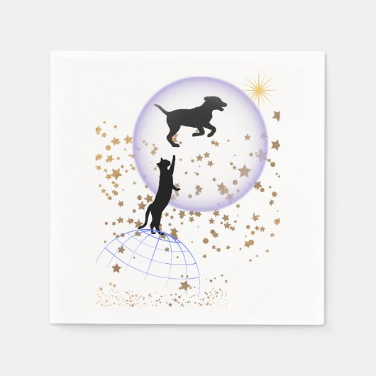 変な猫走と犬 スタンダードカクテルナプキン (正面)