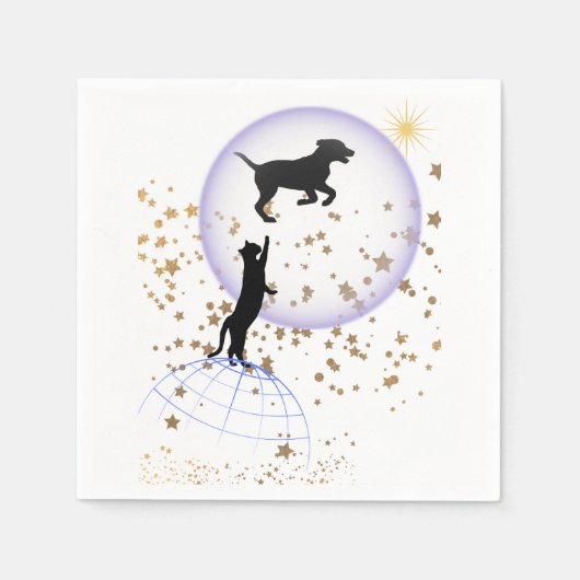 変な猫走と犬 スタンダードカクテルナプキン (正面)