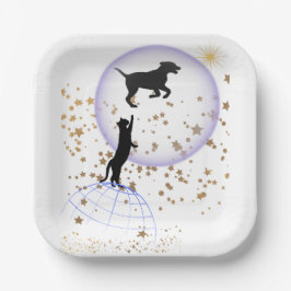 変な猫走と犬 ペーパープレート