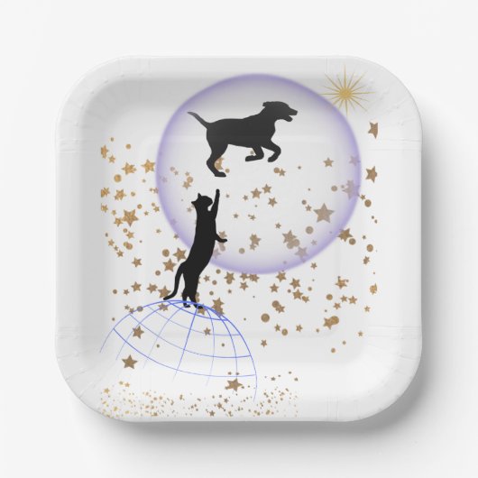 変な猫走と犬 ペーパープレート (正面)