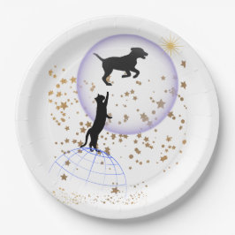 変な猫走と犬 ペーパープレート