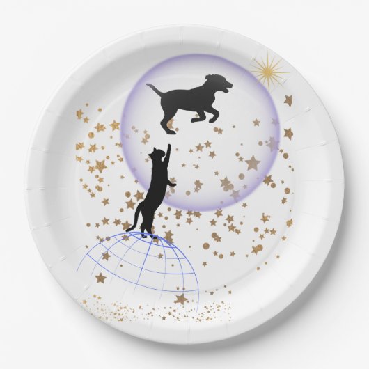 変な猫走と犬 ペーパープレート (正面)