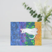 変な目をした白猫 ポストカード (スタンド正面)