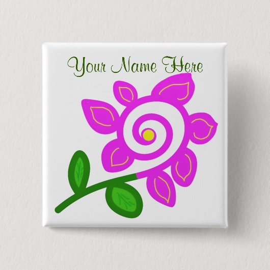 変な花のボタン 缶バッジ (正面)