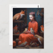 変な鳥風変わりの少女 ポストカード (正面/裏面)