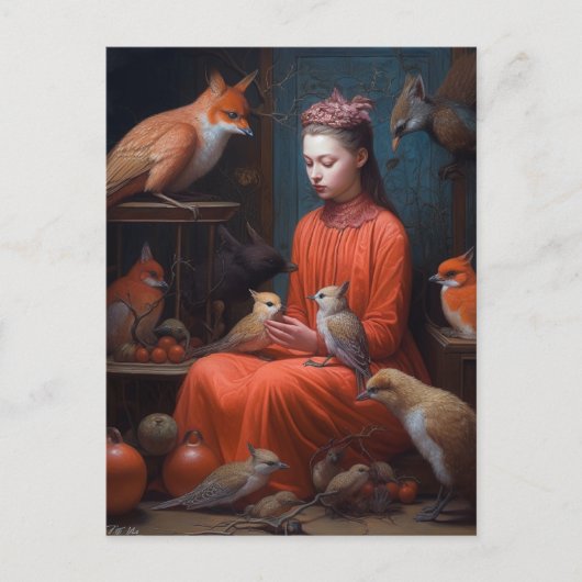 変な鳥風変わりの少女 ポストカード (正面)