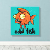 変わったオレンジ色の金魚のキャラクター キャンバスプリント (インサイチュ (ウッドフロア))