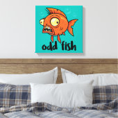 変わったオレンジ色の金魚のキャラクター キャンバスプリント (インサイチュ (寝室))