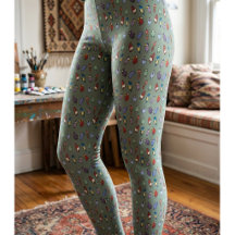 変わったカートゥーンの鳥柄レギンス