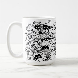変わったキャラクターの大群 コーヒーマグカップ