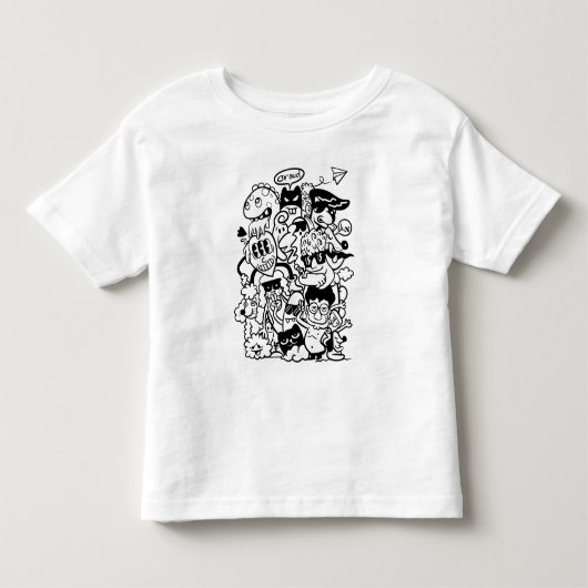 変わったキャラクターの大群 トドラーTシャツ (正面)