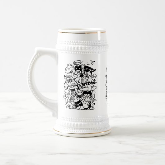 変わったキャラクターの大群 ビールジョッキ (左)