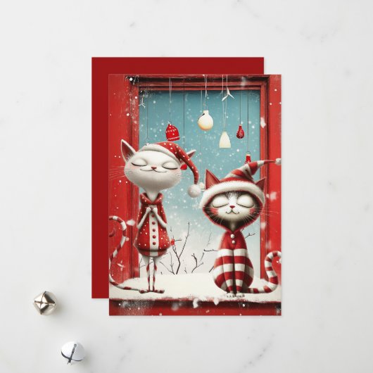 変わったクリスマスの猫たち シーズンカード (正面/裏面インサイチュ)