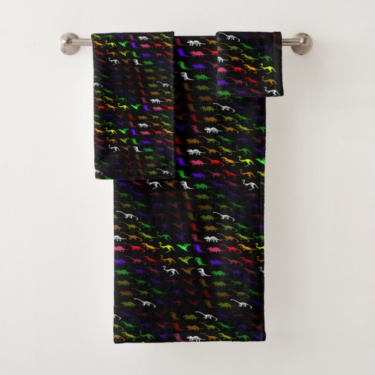 変わったクールな虹色のカラフルなかわいい恐竜 バスタオルセット (インサイチュ)