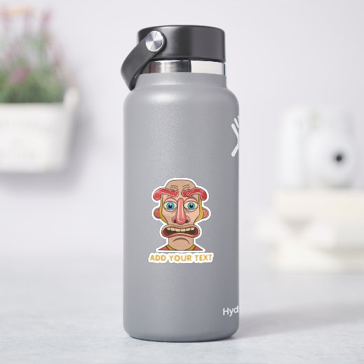 変わったベージュ色のキャラクターの表情豊かな顔 シール (HydroFlask)