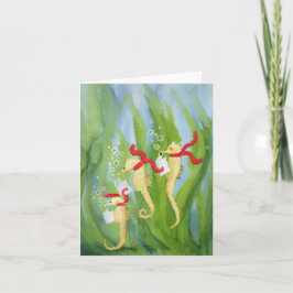 変わったホリデーの動物:タツノオトシゴ カード 4"x5.6"
