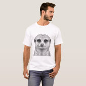 変わったミーアキャットの黒インクTシャツ Tシャツ (正面フル)