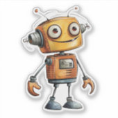 変わったロボット (デザイン #11) シール (正面)