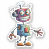 変わったロボット (デザイン #6) シール (正面)
