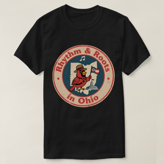 変わった中西部のプライド カーディナル オハイオ州の旗 Tシャツ (デザイン正面)