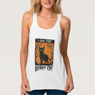 変わった猫のハロウィン ビンテージ風彫刻Tシャツ デザイン タンクトップ