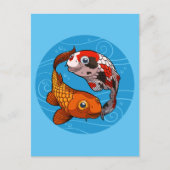 変わった鯉の陰陽デザインの魚のイラスト ポストカード (正面)