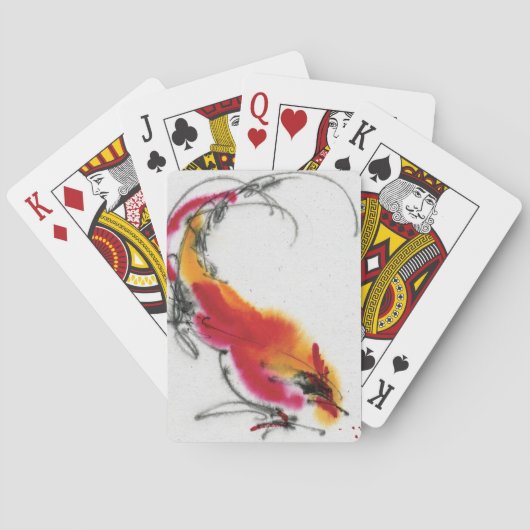 変わった鶏。書道と水彩 トランプ (裏面)