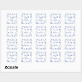 変わり種の手描き青いウィスキカルなウェディング スクエアシール (シート)