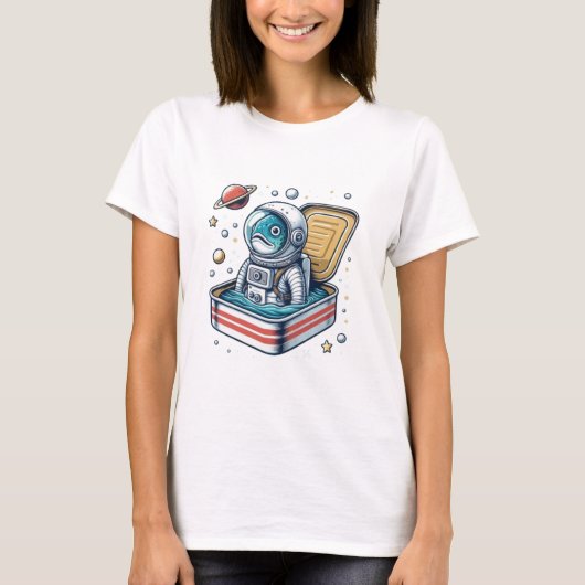 変わり種イワシ宇宙飛行士ウィメンズTシャツ Tシャツ (正面)