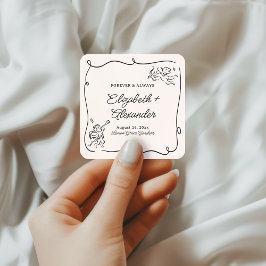 変わり者のキューピッドのチェルブによる結婚式 スクエアシール