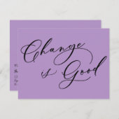 変エレガント更は紫色の動く発表 ノートカード (正面/裏面)