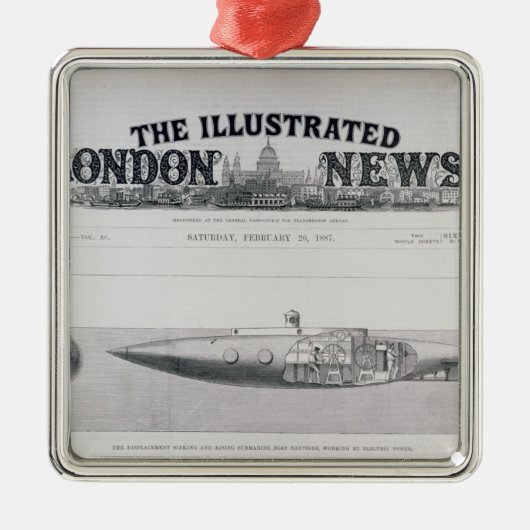 変位の沈み、上昇の潜水艦 メタルオーナメント (正面)