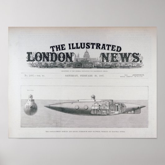 変位の沈下と上昇する潜水艦 ポスター (正面)