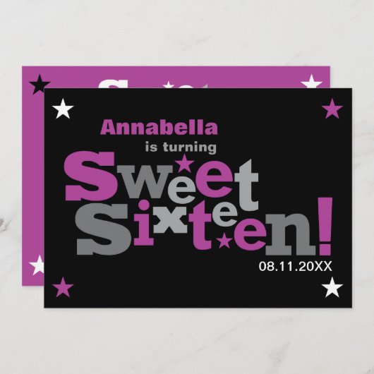 変動のタイプ菓子16のパーティの招待状 招待状 (正面/裏面)