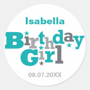 変動のタイプ誕生日の女の子のステッカー ラウンドシール