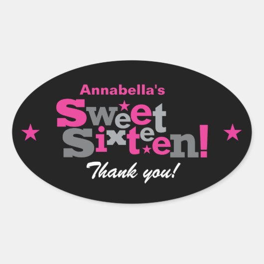 変動型スウィート16ステッカー 楕円形シール (正面)