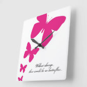 変化がなければ、蝶は存在しないだろう スクエア壁時計 (傾斜)