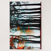 変化するを持つ黒いシルエッ葉トの木 ジグソーパズル (縦)