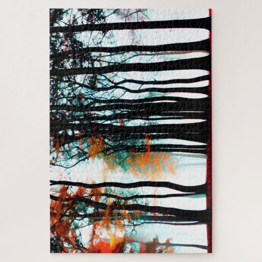 変化するを持つ黒いシルエッ葉トの木 ジグソーパズル (縦)