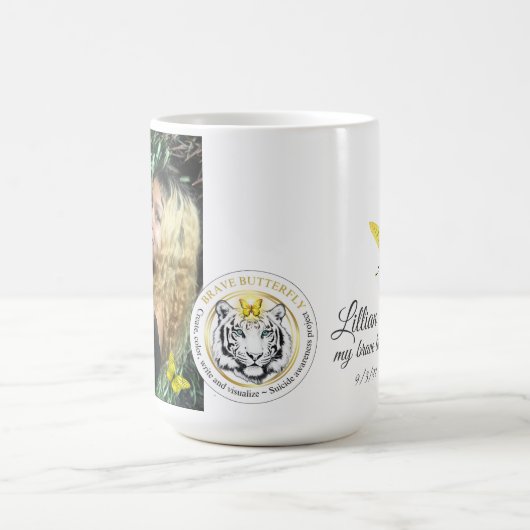 変化に合わせて勇敢な蝶 コーヒーマグカップ (中央)