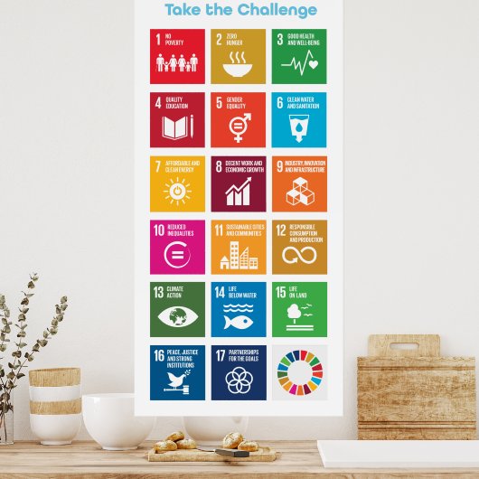 変化に挑戦する世界のゴール ポスター (キッチン)