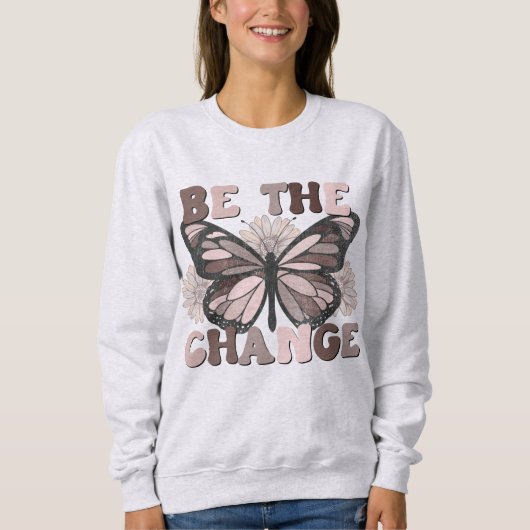 変化の親切さに対する肯定的なレトロフローラ スウェットシャツ (正面)