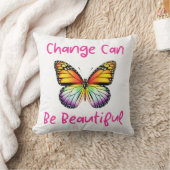 変化は美しいレインボーカラフルバタフライ クッション (ブランケット)